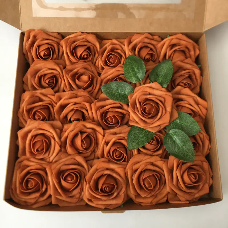 Colorful Foam PE Rose Flowers with Stem and Leaves (25 pcs)
