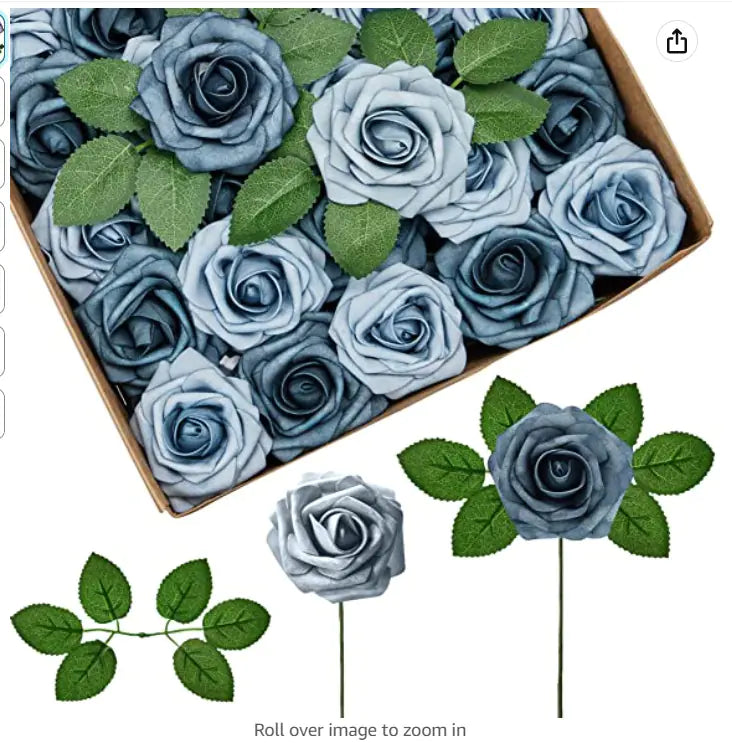 Colorful Foam PE Rose Flowers with Stem and Leaves (25 pcs)
