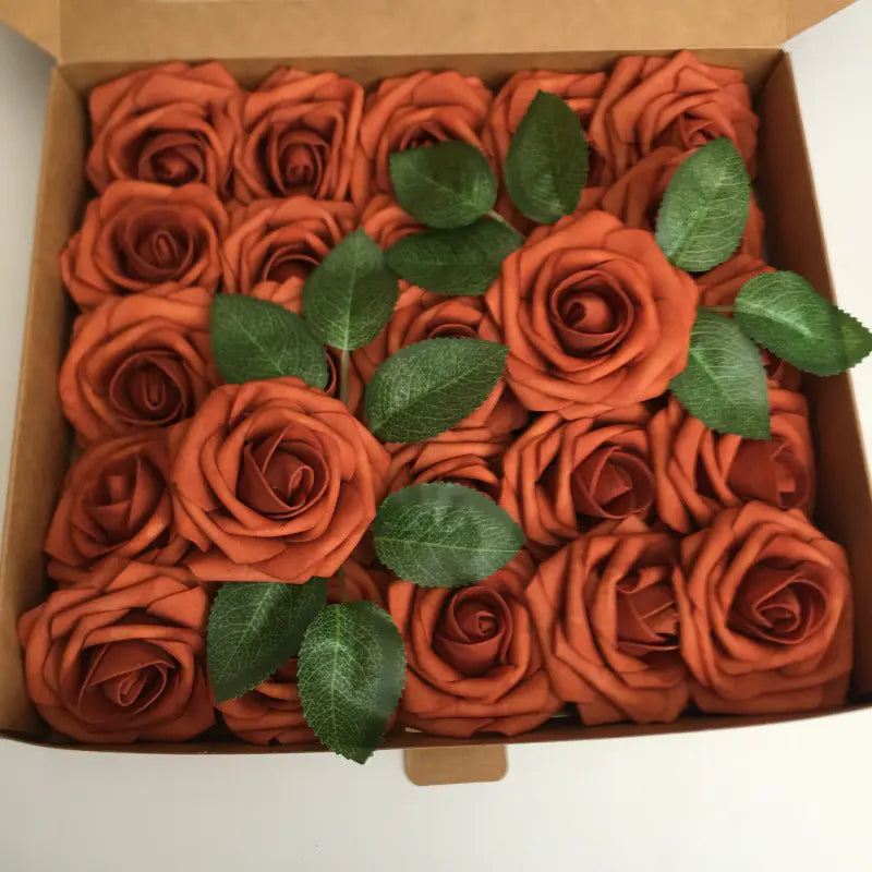 Colorful Foam PE Rose Flowers with Stem and Leaves (25 pcs)